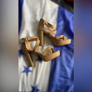 Elegant Tan Platform Heels